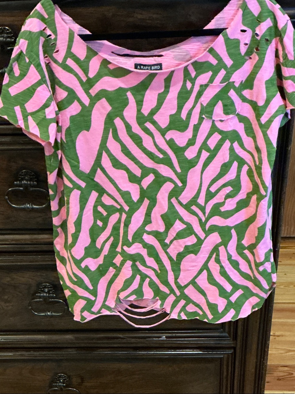 A Rare Bird Pink & Green Zebra-Print Short Sleeve Tee